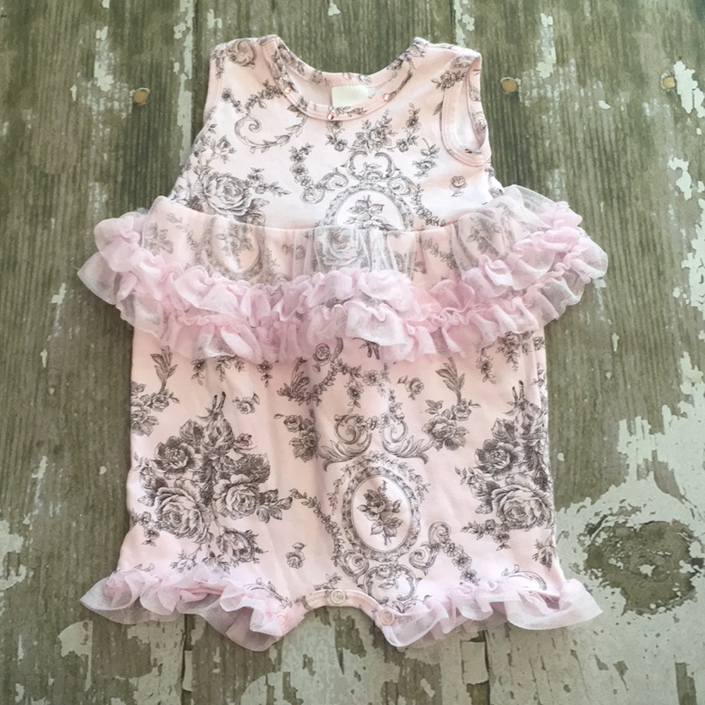 Giggle Moon rose print all pink one piece
